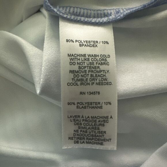 Vineyard Vines Sankaty Boatneck Shirt Blue Palm Size Medium Performance - Picture 5 of 6